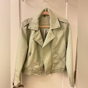 Blank NYC Women's Light Green Leather Jacket